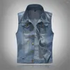 Herenvesten Gilet Denim Vest Ripped Jean 6xl Jas Jassen Vest Heren Mouwloze Mannelijke Tankmens