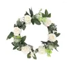 Decorative Flowers 16inch Artificial Rose Flower Wreath Simulation Garland Spring For Front Door Wall Wedding Party Decoration