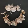 Slbridal Handmade Barock Copper Flower Pearls Wedding Hair Accessories Bridal Headband Hair Clip Barrettes Set Women Jewelry J011212B