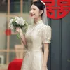 Vêtements ethniques Yourqipao Style chinois Femmes Engagement Soirée Cheongsam Robes De Mariage Jupe De Grillage Petite Fête Blanche Robes De Bal