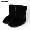 Boots Women's new snow boots Outdoor fashion artificial rabbit fur fluffy luxury Warm mid calf plush winter shoes 231026