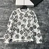 Designer tröjor Kvinnor Top Fashion Knitwear Mix and Match Silver Silk Thread Woven Flower Print Warm Loose Offle Pullover Designer Jumper Women tröja