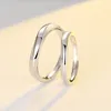 Anillos de racimo Auténtico europeo fino S925 plata esterlina pareja anillo abierto para mujeres hombres regalo de cumpleaños joyería