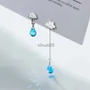 Stud Hot Sale S925 Sterling Silver Fashion Creative Mix Personality Umbrella Cloud Rain Kyanite Earring YQ231026