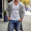 Męskie swetry jesienne zimowe solidne sweatoci mężczyźni moda swobodny długie rękaw Maxi Cardigan Town-Down Collar Proste męskie topy streetwear