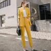 Frauen Zweiteilige Hosen Beruf Frauen Anzüge Single Button Weibliche Hose Lose Blazer Jacke Gerade Bleistift Casual 2 Stück Set