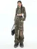 Women's Two Piece Pants Insozkdg One-piece Suits Homemade Camouflage Washed Distressed American Short Denim Jacket Ripped Suit Harajuku
