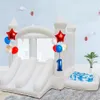 Weiße Hüpfburg für Kinder, aufblasbare Hüpfburg mit Doppelrutsche, Baby-Hinterhof-Jumper-Ballgrube-Pool als Park-Party-Geschenk