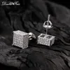 Stud Rock Iced Out Zircon Fileté Oreille Aiguille Boucles D'oreilles pour Hommes Carrés Or Couleur Piercing Boucle D'oreille Femmes Punk Hip Hop Bijoux E153 YQ231026