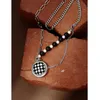 Pendant Necklaces Eetit Personality Trendy Round Checkerboard Neck Necklace Simulated Pearls Chain Zinc Alloy Women Party Jewelry Gift