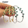 Bangle WT-B426 Hurtowa moda Specjalny projekt Kryształ Naturalny Malachite Stone Bransoletka Biżuteria tworząca regulowane bransoletki dla