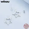 Stud Wostu 925 Sterling Silver Triangle Star Front-back örhängen Kvinnor Simple Geometric Hollow-Out Ear Studs Party Jewelry Gift YQ231026