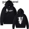 Nieuwe vl Letter Grote hoodie met vlong-mouwen Mannen Vrouwen Paar Losse Straat Hiphop Unisex V-brief Hoodie Modemerk Casual Big V Sweatshirt Pullover Hoodie