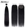 Human Hair Bulks Straight s Bundles With Frontal Clre Synthetic Salon Natural Yaki High Temperature 231025