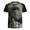 Herr t-shirts mode 2021 Summer Men 3D Tryckt Animal Monkey T-shirt Kort ärm Rolig design Casual Tops Tees Graphic230J
