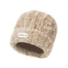 Berets Women Winter Fashion Plush Bucket Hat Warm Solid Color Faux Fur Fisherman Lady Cap Beanie Keep Skull Windproof Fleece