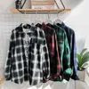 Privathinker Uomo Ins Style Uomo Bianco Rosso Nero Plaid Camicie a maniche lunghe Camicia oversize da uomo Plus Size Q190518210M