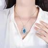 Pendant Necklaces SpringLady Sparkling 13 18mm Emerald Aquamarine Sapphire Necklace For Women Vintage Gemstone Party Fine Jewelry Gift