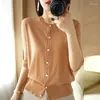 Frauen Strick Sommer Dünne Eis Seide Dreiviertel-Ärmel Strickjacke Einreiher Rundhals Shirt Top Kurze Lose mantel N109