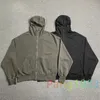 Erkek Hoodies Yıkama Su Siyah Gri Uzak, Archive Maske Fermuarı Hoodie Erkek Kadınlar Düz Renk Çok yönlü Sweatshirt