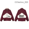 Rhude Hoodie 2023 Tidy Rhude Color Block Hip-hop Stand Collar Jacket Letter Printing Cardigan Zipper Coat Men's and Women's Contrast Windbreaker Hooded VL51