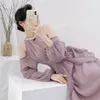 Casual Dresses Purple Off the Shoulder Ruffles Party for Women Sexig Club Fashion A-line långärmad 2023 Spring Autumn Dress French