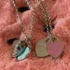 Love Heart Red Blue Pink Emamel Necklace For Women Chokers on the Neck Pendant Rostfritt stål Fashion Chain 2021 Lyxhalsband2466
