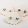 Stud Earrings BOROSA 5/10Pairs Gold Plated Rhombus Copper Turquoise Natural Blue Stone For Women G1989