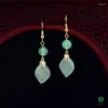 Dangle Earrings Retro Temperament Light Green Translucent Dongling Yu Lotus Leaf Pendant Fresh Simple Jewelry Hanfu Accessories