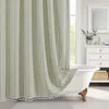 Shower Curtains Jacquard Linen Shower Curtain with Tassels Nordic Waterproof Thick Bath Curtains for Bathroom Bathtub Bathing Cover with Hooks 231025