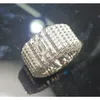 AAA GEMS Luxury Hip Hop Fullt Iced Out Moissanite Baguette Platinum 18K Gold Moissanite Diamond Men Rings