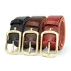 Belts FAJARINA Mens Top Quality Cow Skin Casual Pure Genuine Leather Retro Brass Pin Buckle Belt Men Jeans N17FJ763 YQ231026