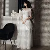 Ethnische Kleidung 2023 Fairy Prom Brautkleider Prinzessin Weiß Kurze Ärmel Party Lange Tüll A-Linie Formelle Abendkleider