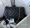 Bortkyror Super Original Kvalitet M Chain Shoulder Bags Caviar Lambskin Leather Luxury Designer CF Bag Fashion Crossbody Flap Handbag Lady Purse With Box