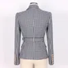 Women's Suits Blazers Fashion Women's Small Suit B Home Lion Button Short Senior Classic Houndstooth Jacket Woman S-XXXL 231023