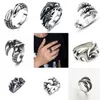 Fashion Retro Cool Men Punk Skull Biker Rings Men Retro Hip Hop Cluster Rings Jewelry Gift Random Mixed Send