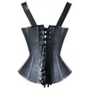 Bustini Corsetti S-XXL Vintage di buona qualità Donne sexy Fibbia nera Corsetto in ecopelle e cerniera Steampunk Overbust Top