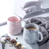 Kupalar 1 adet seramik fincan nordic altın jant kahve yulaf ezmesi kahvaltı yaratıcı kişilik kupa mermer desen 231026