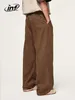 Mens Jeans enflasyonu kahverengi retro yıkanmış denim pantolon unisex klasik düz bacak erkek troesr artı boyut 231025