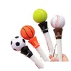 Canetas de gel atacado ejeção boxe caneta esferográfica 18cm crianças canetas presente de natal futebol basquete beisebol tênis plástico criativo dh2gt