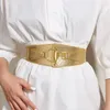 Cintos moda feminina estiramento dourado cintura envoltório fivela acessórios com todo o casaco embelezado mulher larga cintura