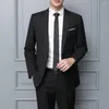 Ternos masculinos 2 Pçs/set Conjunto de terno de noivo atraente estilo coreano formal lavável calças blazer para banquete