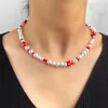 Cadenas JUST FEEL Red Strawberry Fruit Beads Collar de cadena de perlas para mujeres Niñas Dulce Lindo Con cuentas Joyería de moda Regalo313R