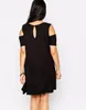 Plus Size Dresses Sexy Cold Shoulder Short Sleeve Tunic Dress Women Black Summer Cut Out Back Swing Large Casual 7XL