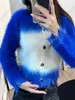 Kvinnor Winter Jacket Mohair Sweaters Womens Cardigan Knitwear Gradient Color Pullover V-Neck Long Sleeeve Plush Knit Sweater Womens Designer Coat