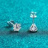 Stud 2CT Moissanite Kolczyki dla kobiet biżuteria ślubna z GRA S925 STERLING Sliver Pleated 18K Białe Złote Kołowanie YQ231026