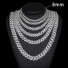 High Quality Cubana Hip Hop Jewelry 8-20mm 925 Sterling Silver Vvs Moissanite Diamond Iced Out Cuban Link Chain Necklace for Men