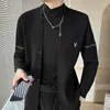 Suéter masculino de luxo bordado de malha cardigan suéter masculino manga comprida jaqueta slim fit negócios suéter social roupas