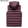 Men's Vests Brand Men's Vest Winter Sleeveless Jackets Down Vest Men Hooded Warm Casual Outwear Hat Detachable Outer Vest 231026