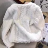 Женская шерстяная смесь Lucyever, белое пальто из ягненка, корейская модная уличная одежда, плюшевая куртка с одним вырезом, женская осенне-зимняя толстая теплая верхняя одежда 231025